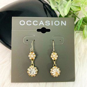 Dainty small flower crystal drop dangle earrings